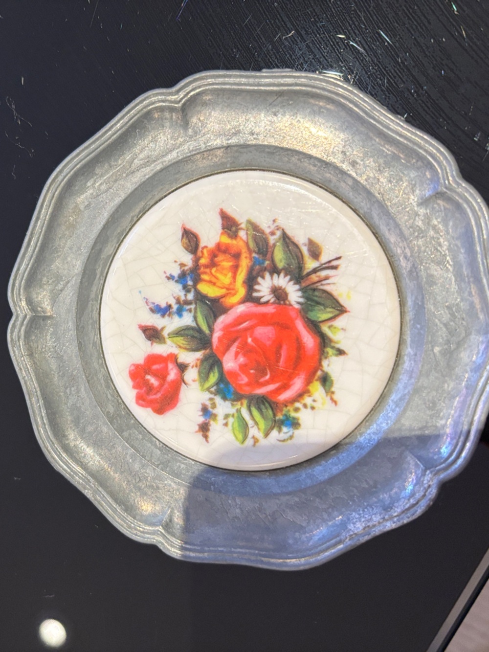 Vintage Germany Decorative Floral Trinket Dish/wall plate with Rose Motif